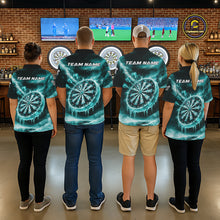 Load image into Gallery viewer, Personalized Turquoise Dartboard Icy Darts Shirt For Men Custom Darts Jersey Team Polo &amp; 1/4 Zip TDM5683