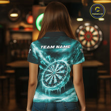 Load image into Gallery viewer, Personalized Turquoise Dartboard Icy Darts Shirt For Women Custom Darts Jersey Team Polo &amp; 1/4 Zip TDM5683