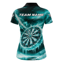 Load image into Gallery viewer, Personalized Turquoise Dartboard Icy Darts Shirt For Women Custom Darts Jersey Team Polo &amp; 1/4 Zip TDM5683