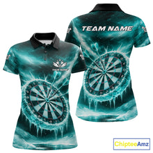 Load image into Gallery viewer, Personalized Turquoise Dartboard Icy Darts Shirt For Women Custom Darts Jersey Team Polo &amp; 1/4 Zip TDM5683