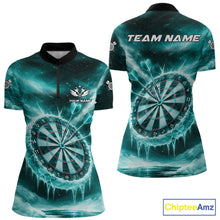Load image into Gallery viewer, Personalized Turquoise Dartboard Icy Darts Shirt For Women Custom Darts Jersey Team Polo &amp; 1/4 Zip TDM5683
