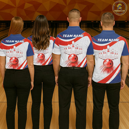 Personalized Bowling Polo & 1/4 Zip For Men Custom Bowling Tournament Team Jersey TDM6296
