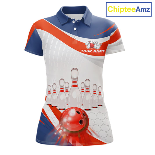 Personalized Bowling Polo & 1/4 Zip For Women Custom Bowling Tournament Team Jersey TDM6296