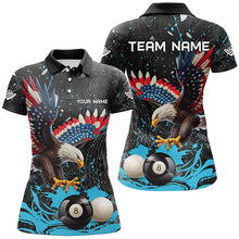 Load image into Gallery viewer, Custom Blue Grunge American Eagle Billiard Shirts For Women, Personalized Billiard Jerseys Apparel TDM1985