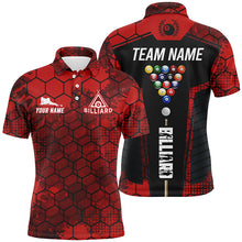 Load image into Gallery viewer, Red Grunge Hexagon Billiard Shirts For Men Custom Pool Jerseys, Billiard Tournament Team Shirts TDM2706