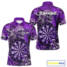 Load image into Gallery viewer, Purple Funny Skull Lightning Darts Shirt For Men Custom Darts Team Jersey Polo &amp; Quarter Zip TDM4979