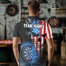 Load image into Gallery viewer, Patriotic American Flag Grunge Skull Mens Dart Shirts Custom Dart Jerseys Team Polo &amp; 1/4 Zip TDM5171