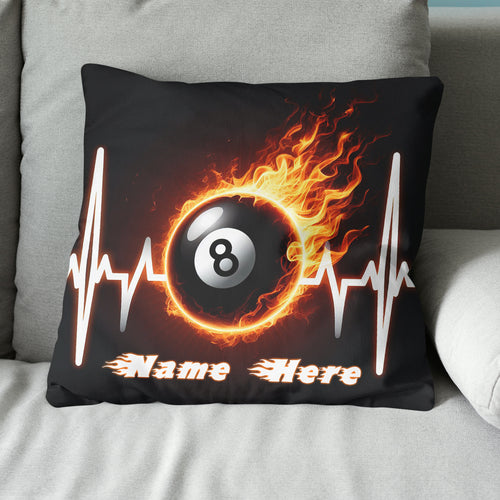 Funny Heartbeat Pulse 8 Ball Pool Flame Customized Name Billiard Pillows TDM0890