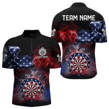 Load image into Gallery viewer, Personalized Dartboard American Flag Smoke Dart Shirts For Men Custom Patriotic Team Darts Jerseys TDM3536