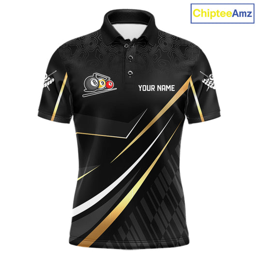 Personalized Golden 8 Ball Pool Crown Billiard Shirt For Men, Billiard Team Jersey Polo & 1/4 Zip TDM5904