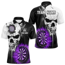 Load image into Gallery viewer, Personalized Grunge Skull Crack Wall Men Dart Shirts Custom Darts League Team Jerseys |Purple TDM3698