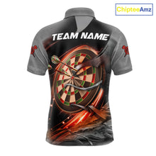 Load image into Gallery viewer, Personalized Wolf Lightning Darts Shirt For Men, Darts Team Jersey Polo &amp; 1/4 Zip |Orange TDM6304