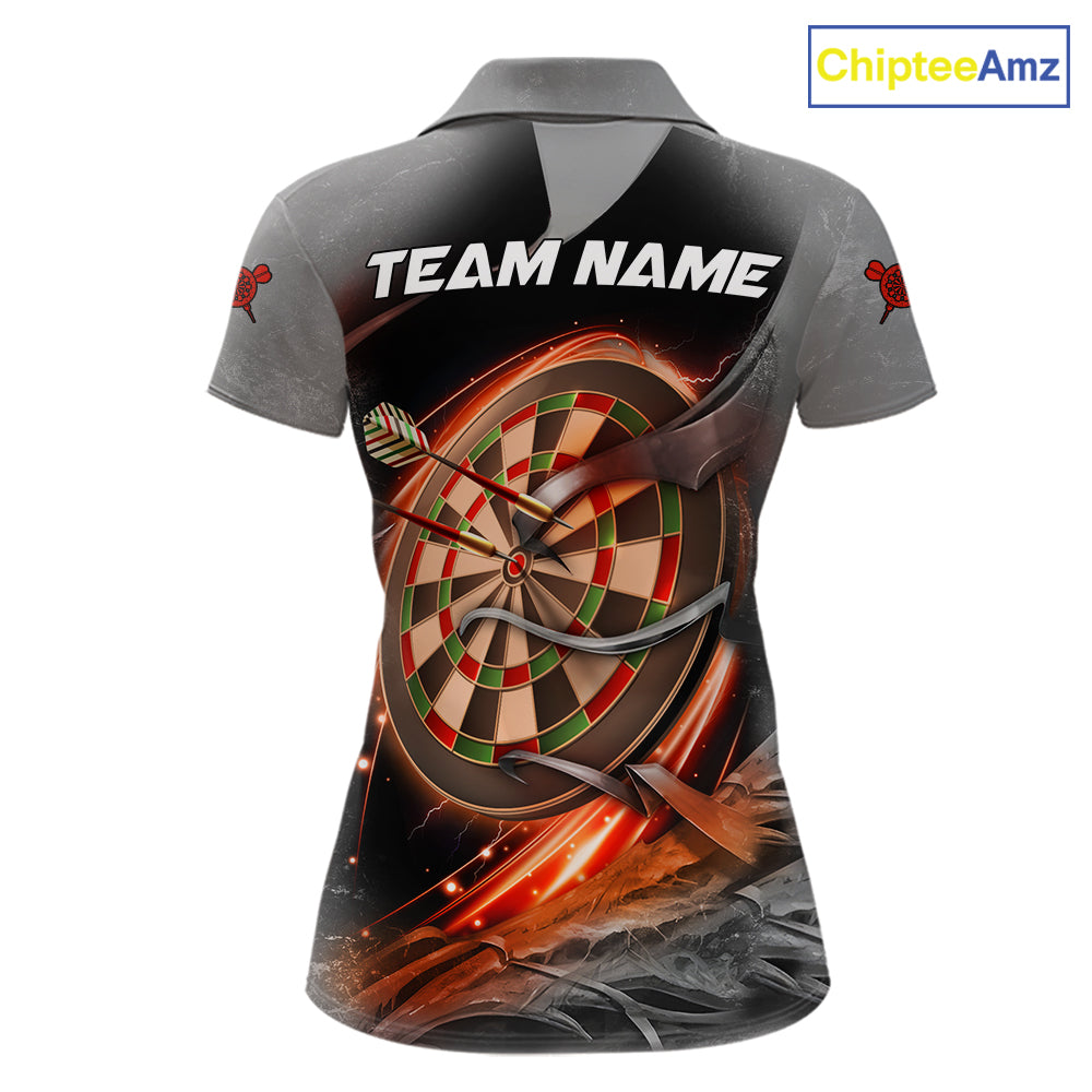 Personalized Wolf Lightning Darts Shirt For Women, Darts Team Jersey Polo & 1/4 Zip |Orange TDM6304