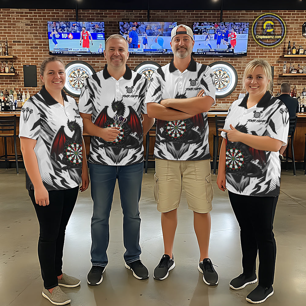 Personalized Dragon Darts Jersey For Women Custom Darts Polo & Quarter Zip Team Shirts |Red TDM6310