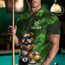 Load image into Gallery viewer, Funny Bulldog Pool Balls Billiard Shirt For Men Custom Billiard Team Jersey Polo &amp; 1/4 Zip |Green TDM6479