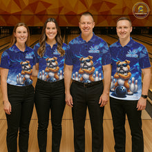 Load image into Gallery viewer, Personalized Blue Funny Bulldog Bowling Shirt For Men Custom Bowling Team Jersey Polo &amp; 1/4 Zip TDM6480