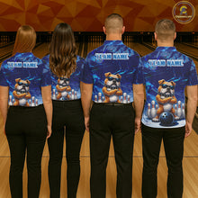 Load image into Gallery viewer, Personalized Blue Funny Bulldog Bowling Shirt For Men Custom Bowling Team Jersey Polo &amp; 1/4 Zip TDM6480