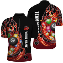 Load image into Gallery viewer, 3D Billiard Balls Fire Flame Custom Pool Shirts For Men, Billiard League Team Jerseys | Orange TDM2718