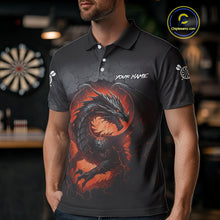 Load image into Gallery viewer, Personalized Grunge Dragon Mens Dart Shirts Custom Black Grey Dart Jerseys Team Polo &amp; 1/4 Zip TDM5180