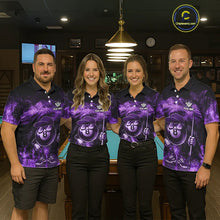 Load image into Gallery viewer, Purple Funny 8 Ball Pool Flame Smoke Billiard Shirt For Men Custom Billiard Team Jersey Uniform TDM5694