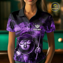 Load image into Gallery viewer, Purple Funny 8 Ball Pool Flame Smoke Billiard Shirt For Women Custom Billiard Team Jersey Uniform TDM5694