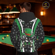 Load image into Gallery viewer, Black And Green St Patrick Day Billiard Hoodie Custom Funny 8 Ball Pool Lucky Billiard Team Jersey TDM5698