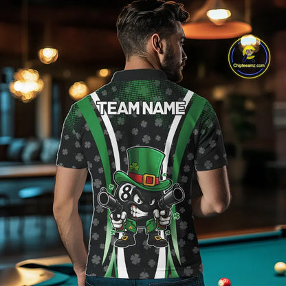 Custom St Patrick Day 8 Ball Pool Billiard Shirt For Men, Luckiest Shamrock Billiard Team Jersey TDM5698