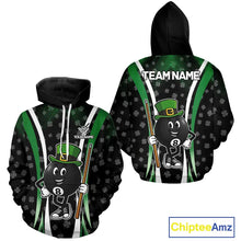 Load image into Gallery viewer, Black And Green St Patrick Day Billiard Hoodie Custom Funny 8 Ball Hoodie, Lucky Billiard Jersey TDM5699