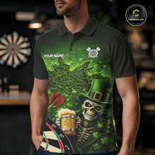 Load image into Gallery viewer, St Patrick Day Skull Darts Shirt Pocket Option For Men Custom Darts Jersey TDM5700