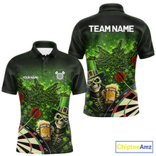 Load image into Gallery viewer, St Patrick Day Skull Darts Shirt Pocket Option For Men Custom Darts Jersey TDM5700