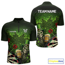 Load image into Gallery viewer, St Patrick Day Skull Darts Shirt Pocket Option For Men Custom Darts Jersey TDM5700
