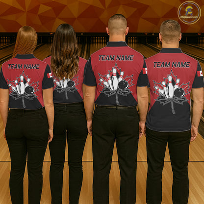 Bowling Team Wearing Canada Bowling Polo Shirts Back View