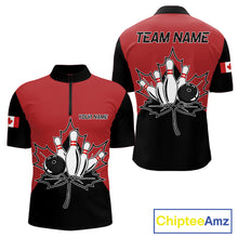Load image into Gallery viewer, Canada Bowling Quarter Zip Shirt For Men Custom Canada Bowling Team Jersey
