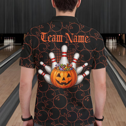 Personalized Ghostly Funny Dog Bowling Shirt For Men Custom Halloween Pumpkin Bowling Team Jersey TDM7211