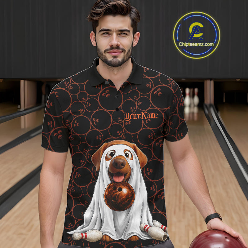 Personalized Ghostly Funny Dog Bowling Shirt For Men Custom Halloween Pumpkin Bowling Team Jersey TDM7211
