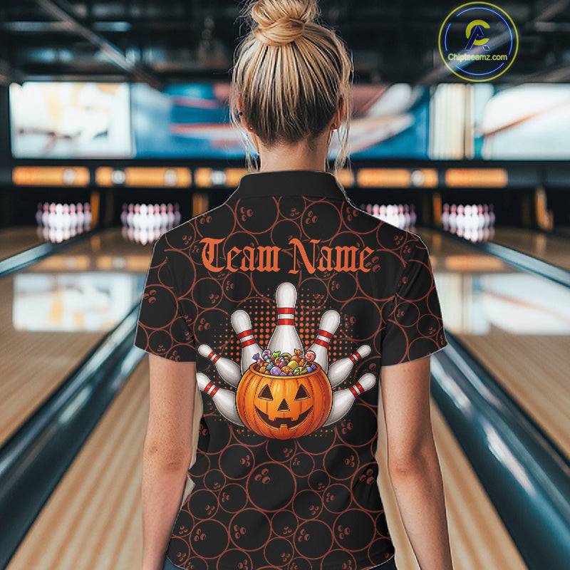Personalized Ghostly Funny Dog Bowling Shirt For Women Custom Halloween Pumpkin Bowling Team Jersey TDM7211