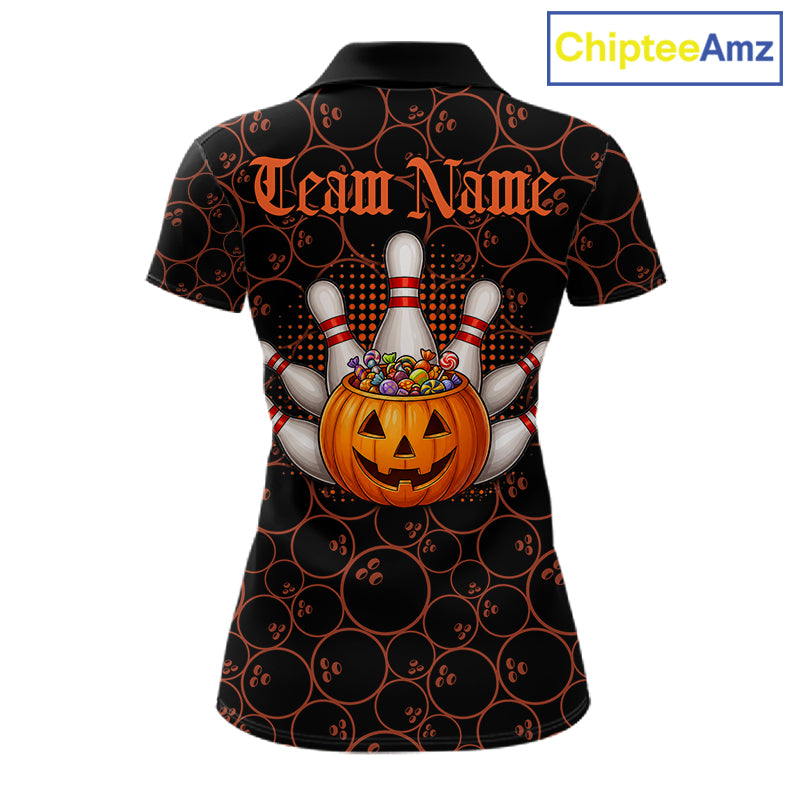 Personalized Ghostly Funny Dog Bowling Shirt For Women Custom Halloween Pumpkin Bowling Team Jersey TDM7211