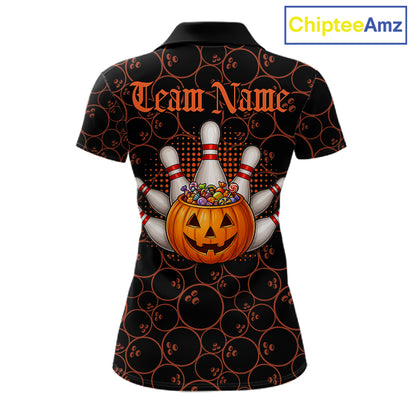 Personalized Ghostly Funny Dog Bowling Shirt For Women Custom Halloween Pumpkin Bowling Team Jersey TDM7211