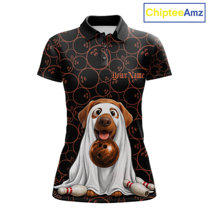 Personalized Ghostly Funny Dog Bowling Shirt For Women Custom Halloween Pumpkin Bowling Team Jersey TDM7211