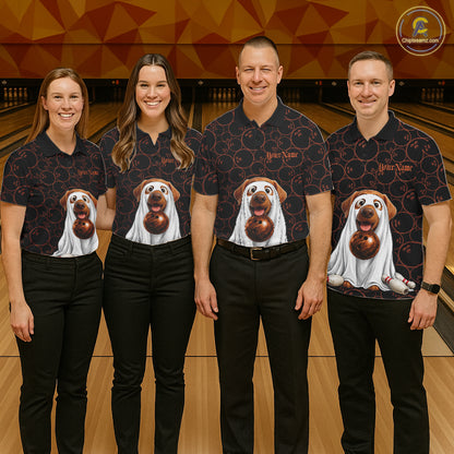 Personalized Ghostly Funny Dog Bowling Shirt For Men Custom Halloween Pumpkin Bowling Team Jersey TDM7211
