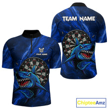 Load image into Gallery viewer, Personalized Shark Blue Darts Shirt For Men Custom Dart Jerseys Team Polo &amp; Quarter Zip TDM5191