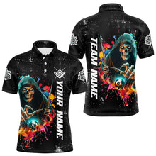 Load image into Gallery viewer, Billiard Grim Reaper Colorful Grunge Style Custom Men Billiard Shirts, Billiard Jersey | Black TDM3201