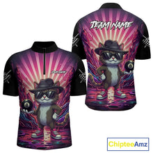 Load image into Gallery viewer, Funny Cat 8 Ball Billiard Shirt For Men Custom Neon Graffiti Billiard Jersey Team Polo &amp; 1/4 Zip TDM5444