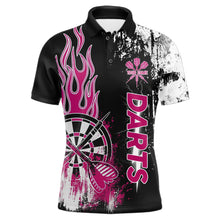 Load image into Gallery viewer, Personalized Pink Grunge Mens Dart Shirts Custom Dart Jerseys Team Polo &amp; 1/4 Zip, Darts Uniform TDM5701