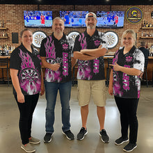 Load image into Gallery viewer, Personalized Pink Grunge Mens Dart Shirts Custom Dart Jerseys Team Polo &amp; 1/4 Zip, Darts Uniform TDM5701