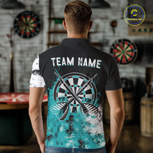 Load image into Gallery viewer, Personalized Turquoise Grunge Men Dart Shirts Custom Dart Jersey Team Polo &amp; 1/4 Zip, Dart Uniform TDM5702