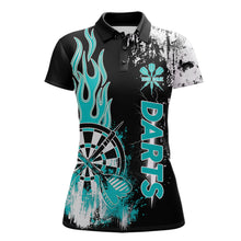 Load image into Gallery viewer, Personalized Turquoise Grunge Women Dart Shirts Custom Dart Jersey Team Polo &amp; 1/4 Zip, Dart Uniform TDM5702