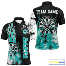 Load image into Gallery viewer, Personalized Turquoise Grunge Men Dart Shirts Custom Dart Jersey Team Polo &amp; 1/4 Zip, Dart Uniform TDM5702