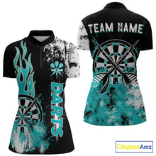 Load image into Gallery viewer, Personalized Turquoise Grunge Women Dart Shirts Custom Dart Jersey Team Polo &amp; 1/4 Zip, Dart Uniform TDM5702