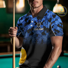 Load image into Gallery viewer, 9 Ball Pool Blue Camo Custom Billiard Shirts For Men, Patriotic US Flag Billiard Team Jerseys TDM5711